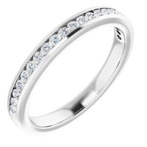 14K White Gold Channel Set Natural Diamond Wedding Band - 0.50cttw