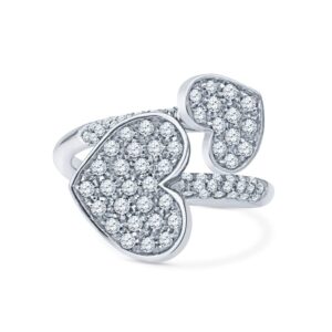 18K White Gold Pave Diamond Heart Ring
