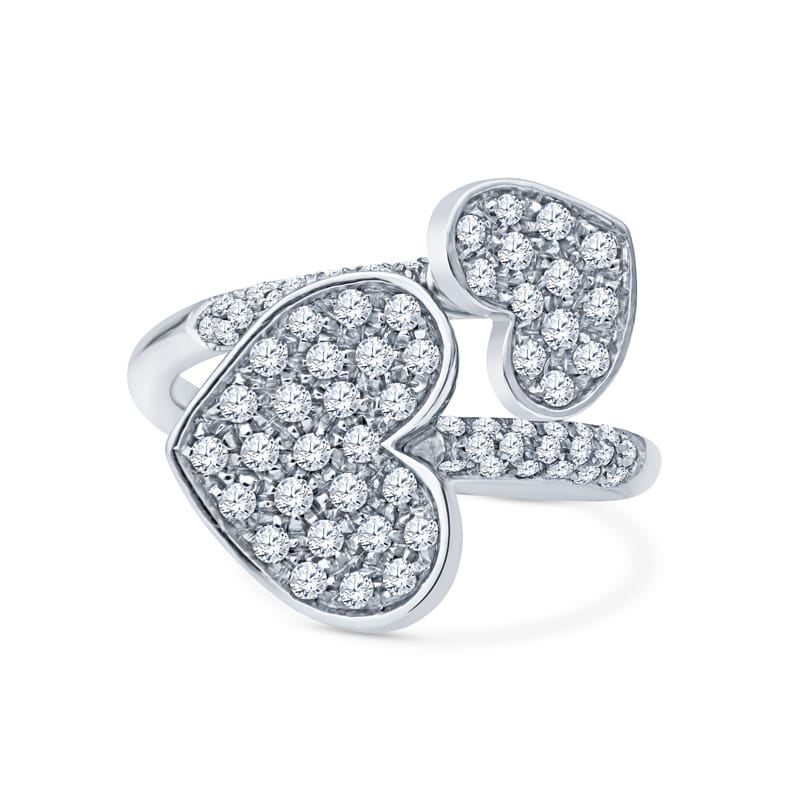 18K White Gold Pave Diamond Heart Ring