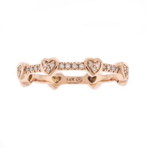 14K Rose Gold Diamond and Heart Anniversary Style Band