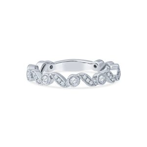 14K White Gold Contemporary Natural Diamond Wedding Band 0.23CTTW