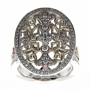 ladies natural diamond three toned fashion ring