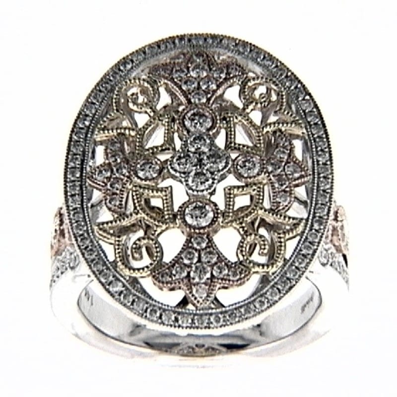 ladies natural diamond three toned fashion ring