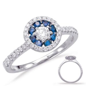 14K White Gold Natural Sapphire and Diamond Ring