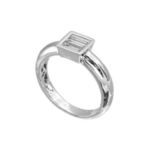 Natural Baguette Diamond Ring in 18K White Gold 0.42Cttw