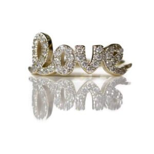 Natural Diamond Love Ring in 14K Yellow Gold 0.60Cts