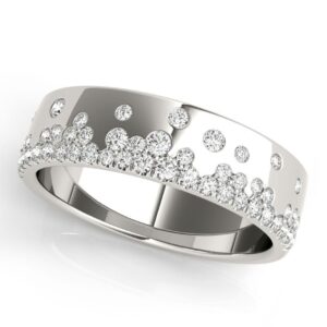 14K White Gold Natural Diamond Champagne Bubble Style Ring