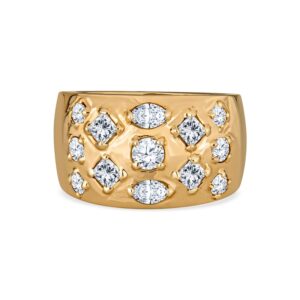 14K Yellow Gold Bubble Ring Featuring 1.48CTTW of Natural Diamonds