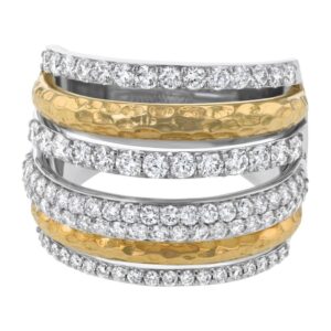14K Two-Tone Multi-Row Diamond Ring 1.50CTTW