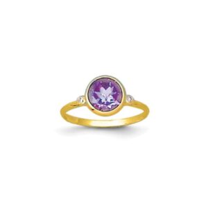 amethyst ring with natural diamond accents in 14k yellow gold