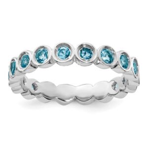 sterling silver stackable blue topaz eternity style ring
