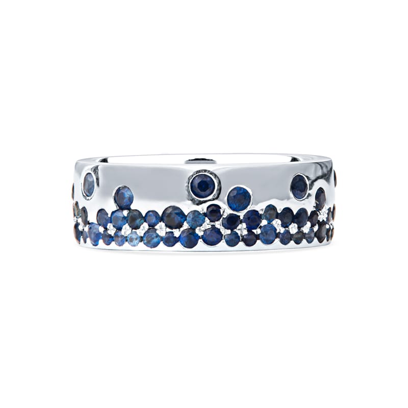 Ombre Blue Sapphire Raindrop Ring in 14K White Gold