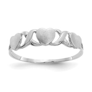 triple heart ring in 14k white gold