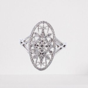 14K White Gold Natural Diamond Fashion Ring