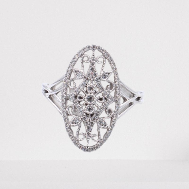 14K White Gold Natural Diamond Fashion Ring
