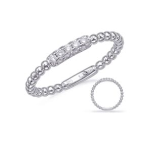 14K White Gold and Natural Diamond Fashion Ring - 0.17Cts