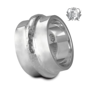 sterling silver hammered wire wide band ring