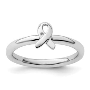 sterling silver stackable awareness ribbon ring