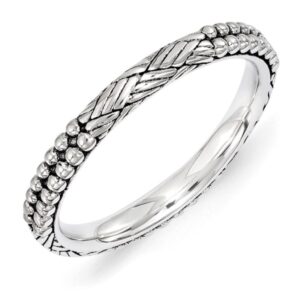 sterling silver stackable antiqued patterned ring size 6