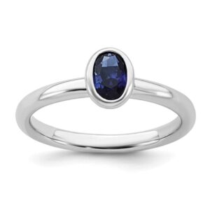 Sterling Silver Stackable Created Sapphire Ring