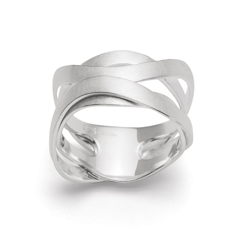 sterling silver criss cross ring satin finish