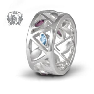 sterling silver amethyst & blue topaz marquise petal ring