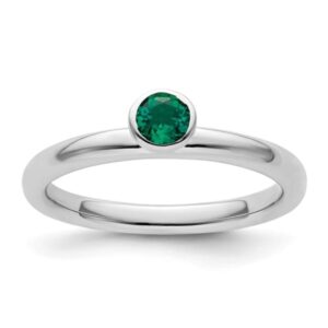 Sterling Silver Stackable Lab Created Emerald Ring