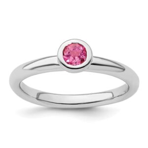 Sterling Silver Stackable Pink Tourmaline Ring