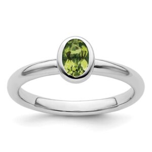 Sterling Silver Stackable Oval Peridot Ring