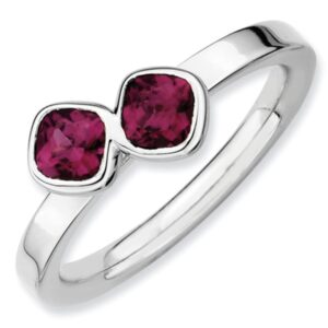 Sterling Silver Stackable Dbl Garnet Ring