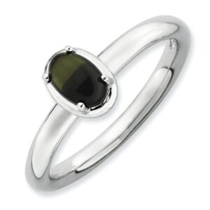 Sterling Silver Stackable Oval Onyx Ring