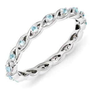 Sterling Silver Stackable Eternity Style Blue Topaz Ring