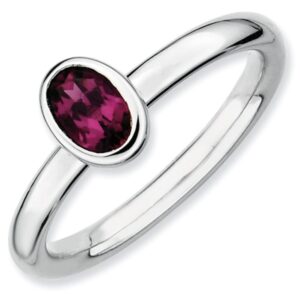Sterling Silver Stackable Garnet Ring