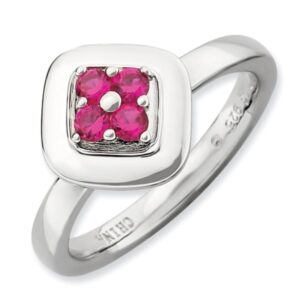 Sterling Silver Stackable Created Ruby Ring