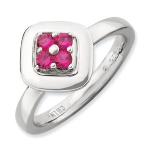 Sterling Silver Stackable Created Ruby Ring