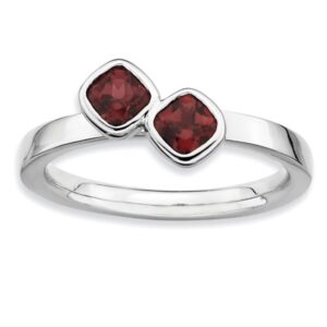 Sterling Silver Stackable Garnet Ring
