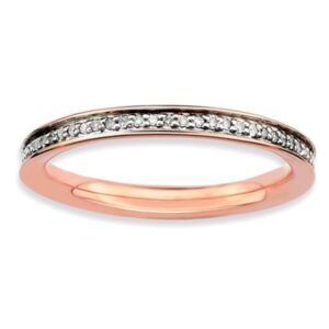 Sterling Silver Stackable and Diamond Rose Tone Ring