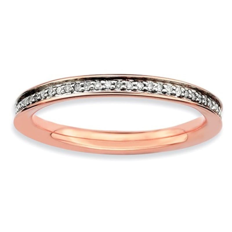 Sterling Silver Stackable and Diamond Rose Tone Ring