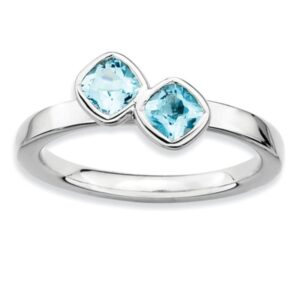 sterling silver stackable dbl blue topaz ring