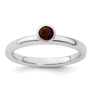 Sterling Silver Stackable Garnet Ring