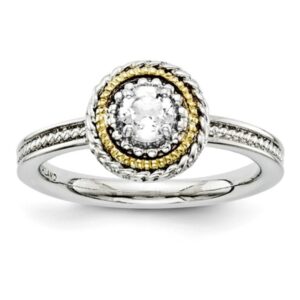 Two-Tone Stackable White Topaz Ring
