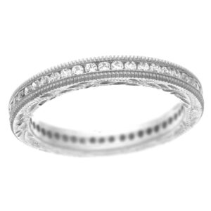 Antique Sterling Silver Full Anniversary Style Synthetic Ring - 7