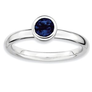 Sterling Silver Stackable Created Sapphire Ring