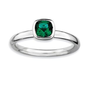 Sterling Silver Stackable Expressions Created Emerald Ring