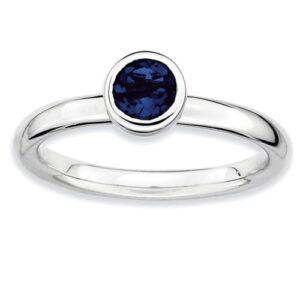 Sterling Silver Stackable Created Sapphire Ring