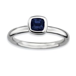 Sterling Silver Stackable Created Sapphire Ring