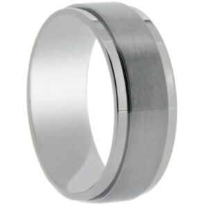 titanium band with brushed center and polished step down edges – 9.5