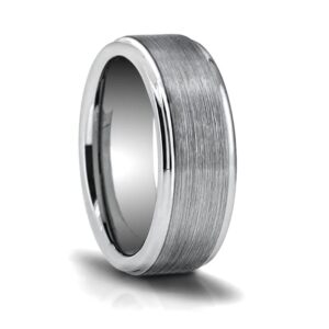 tungsten band with brushed center and step down edges – 9.5