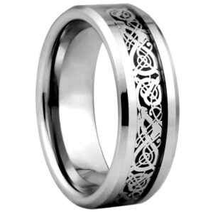 tungsten band with dragon design carbon fiber inlay – 9