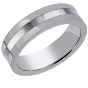 tungsten band with mother of pearl shell inlay – 8